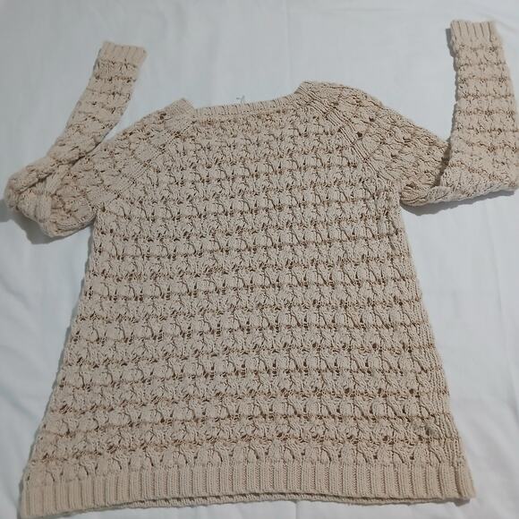 Willow & Clay M Cream Metallic Thread Long-Sleeved Raglan-Sleeved Cotton Sweater - Picture 13 of 16